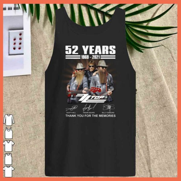 Awesome 52 Years 1969 - 2021 ZZ TOP Signature Shirt, Rip Dusty Hill of ZZ top Band shirt