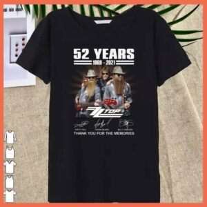 Awesome 52 Years 1969 - 2021 ZZ TOP Signature Shirt, Rip Dusty Hill of ZZ top Band shirt 6