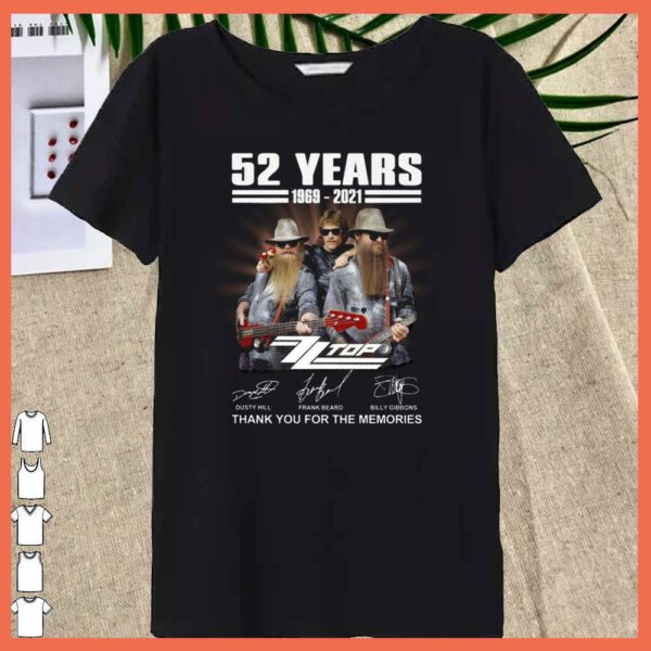 Awesome 52 Years 1969 - 2021 ZZ TOP Signature Shirt, Rip Dusty Hill of ZZ top Band shirt