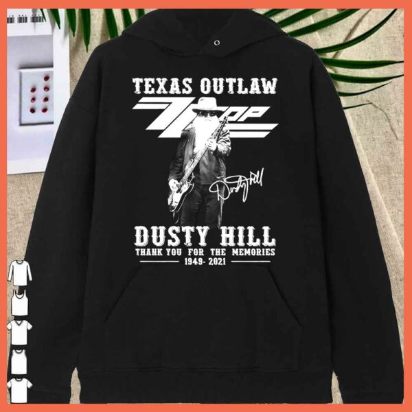Awesome Texas OutLaw Dusty Hill 1949 2021 Signature thank you for the Memories Shirt