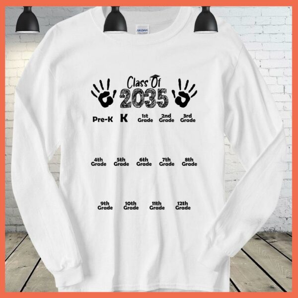 Best Class of 2035 Grow With Me Shirt Handprint Pre-K 12th Grade Shirt