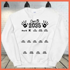Best Class of 2035 Grow With Me Shirt Handprint Pre-K 12th Grade Shirt 1