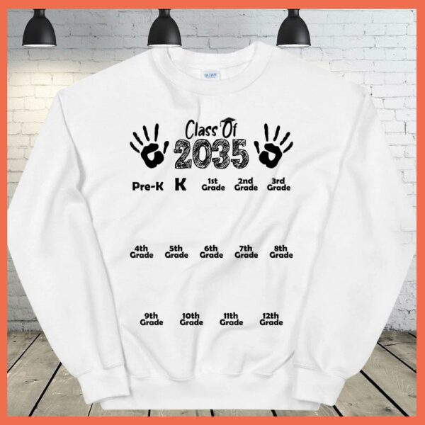 Best Class of 2035 Grow With Me Shirt Handprint Pre-K 12th Grade Shirt