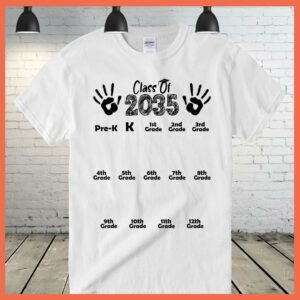 Best Class of 2035 Grow With Me Shirt Handprint Pre-K 12th Grade Shirt 2