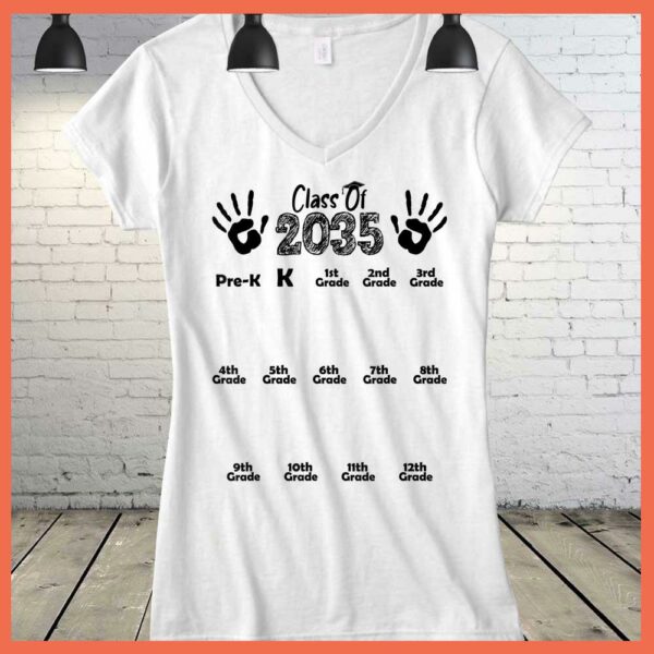 Best Class of 2035 Grow With Me Shirt Handprint Pre-K 12th Grade Shirt