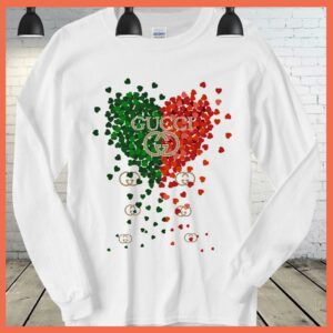 Best Gucci Green Heart Red Heart shirt, Gucci logo shirt