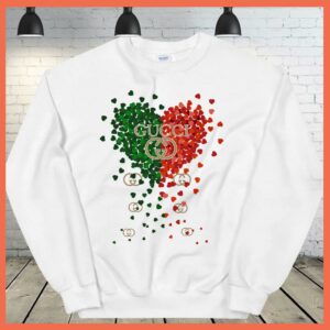 Best Gucci Green Heart Red Heart shirt, Gucci logo shirt