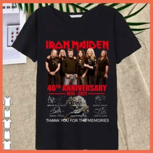 Best Iron Maiden Signature Shirt, Iron Maiden team 46th Anniversary 1975 2021 Signature Shirt 3