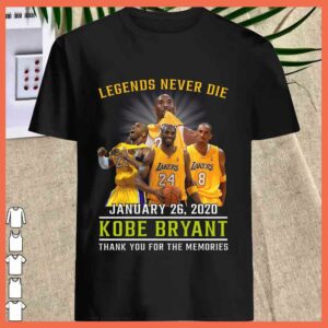 Best Kobe Bryant Legend never die Shirt, Kobe Bryant Lakers Shirt, Kobe Bryant Thank you For the Memories Shirt