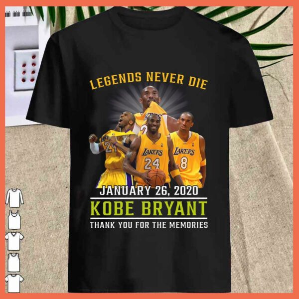 Best Kobe Bryant Legend never die Shirt, Kobe Bryant Lakers Shirt, Kobe Bryant Thank you For the Memories Shirt