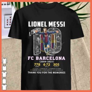 Best Lionel Messi 10 FC Barcalona 2004 2021 thank you for the memories shirt 1