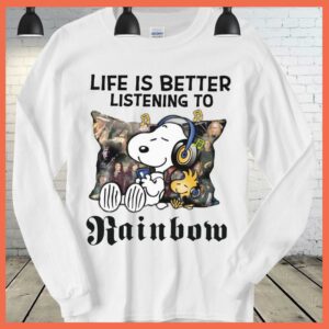 Best Snoopy Shirt, Snoopy Life Is Better Listening to Rainbow Shirt