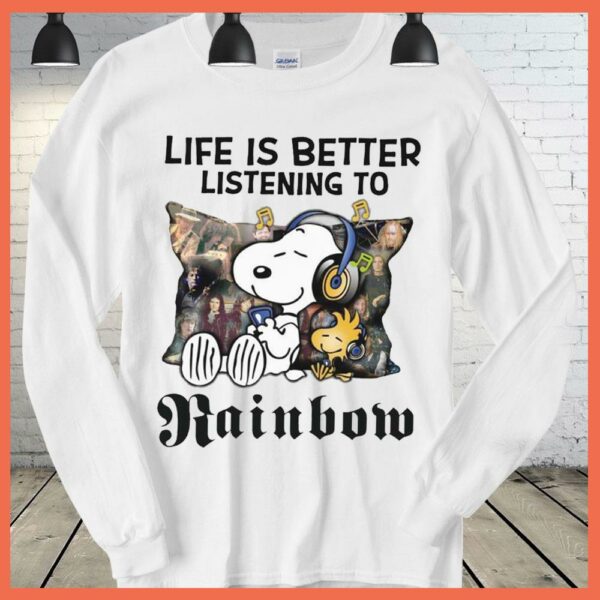 Best Snoopy Shirt, Snoopy Life Is Better Listening to Rainbow Shirt