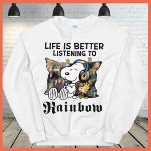 Best Snoopy Shirt, Snoopy Life Is Better Listening to Rainbow Shirt