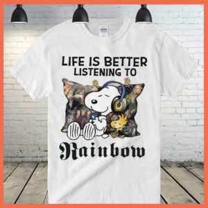 Best Snoopy Shirt, Snoopy Life Is Better Listening to Rainbow Shirt 2