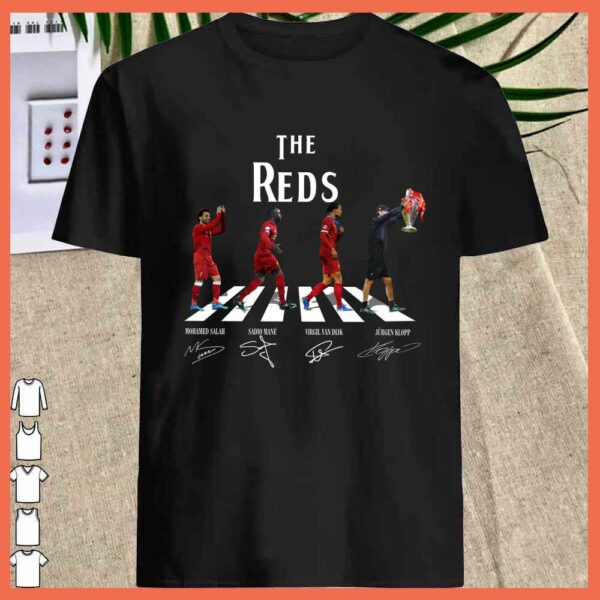 Best The Liverpool Reds Walking Abbey Road shirt, Salah Mane Van Dijk Jurgen Klopp Champions Cup Shirt