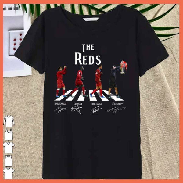 Best The Liverpool Reds Walking Abbey Road shirt, Salah Mane Van Dijk Jurgen Klopp Champions Cup Shirt