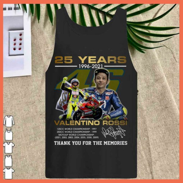 Best VR46 Valentino Rossi 25 years 1996 2021 Signature Thank You For The memories SHirt