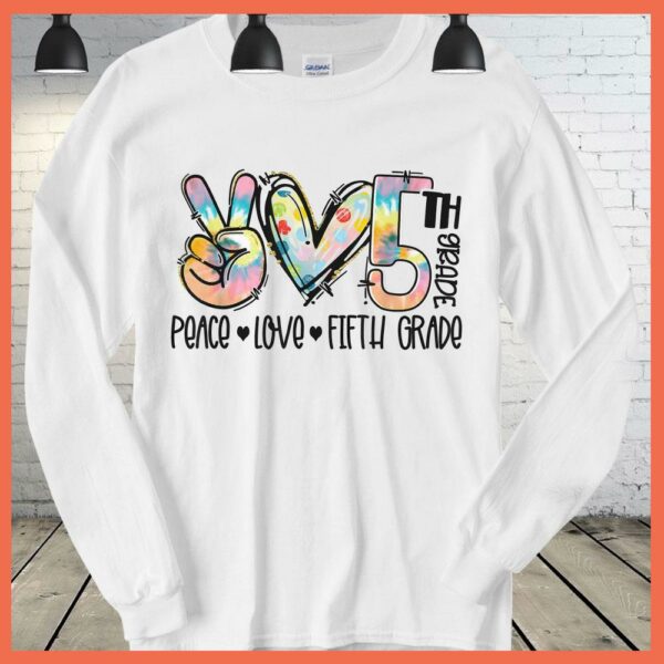 Original Peace Love Fifth Grade Student Teacher back to school Shirt