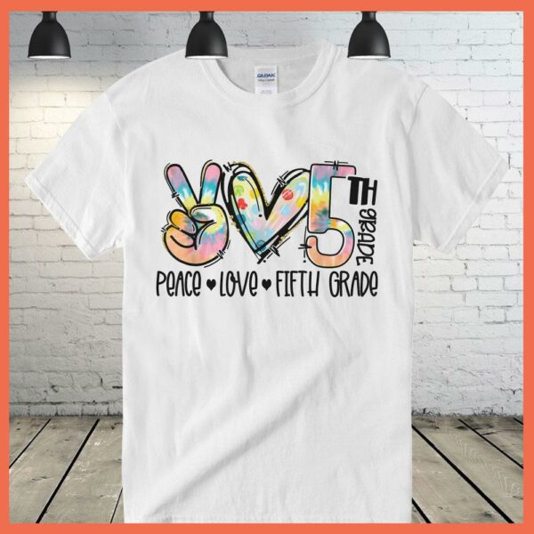 Original Peace Love Fifth Grade Student Teacher back to school Shirt