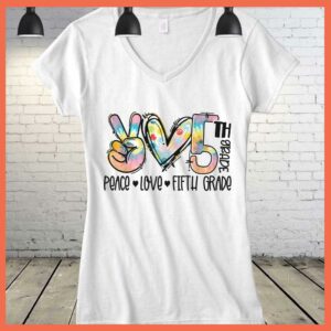 Original Peace Love Fifth Grade Student Teacher back to school Shirt 3