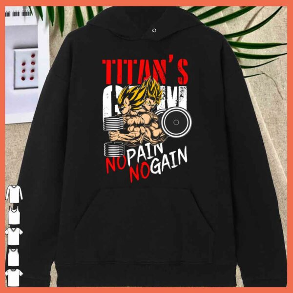 Son Goku Titan’s No Pain No Gain and vegeta dragon ball Shirt