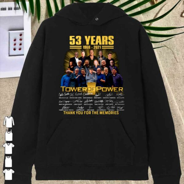 Awesome Tower of Power 53 years 1968-2021 signatures thank you for the memories shirt
