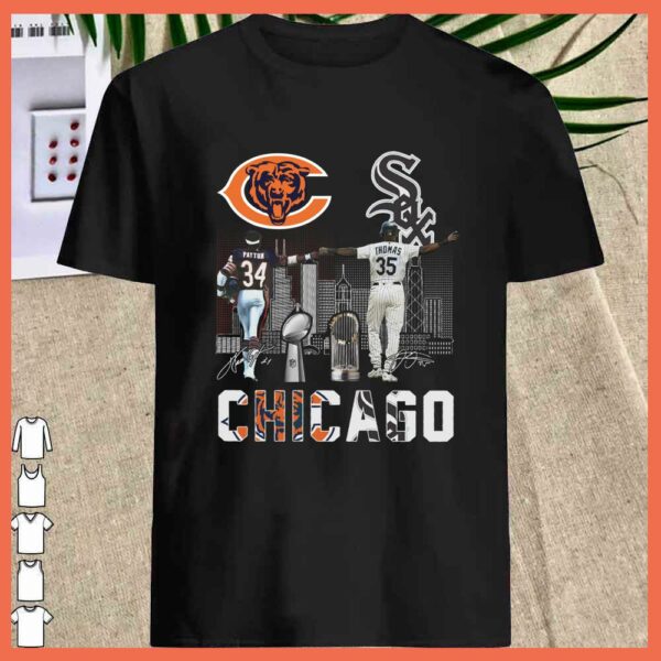 Vintage Chicago Bears Walter Payton And Chicago White Soxs Thomas signatures shirt