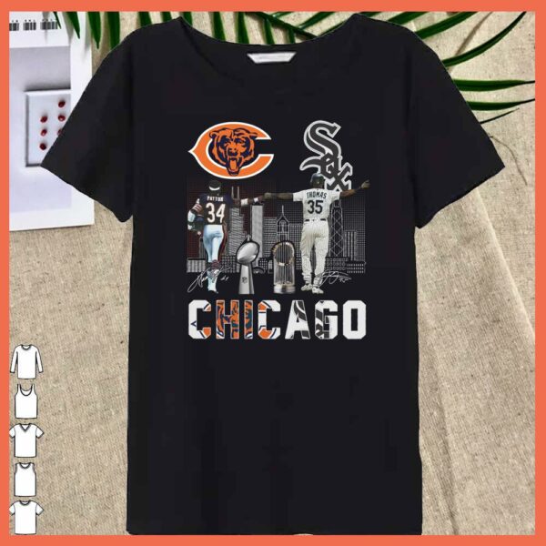 Vintage Chicago Bears Walter Payton And Chicago White Soxs Thomas signatures shirt