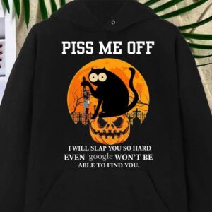 Best Black Cat Piss Me Off pumpkin halloween even google won't be able to find you shirt