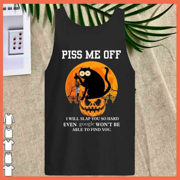 Best Black Cat Piss Me Off pumpkin halloween even google won't be able to find you shirt
