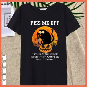 Best Black Cat Piss Me Off pumpkin halloween even google won't be able to find you shirt 3
