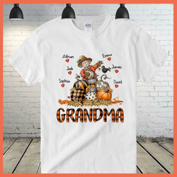 Best Grandma Pumpkin straw man name custome halloween shirt