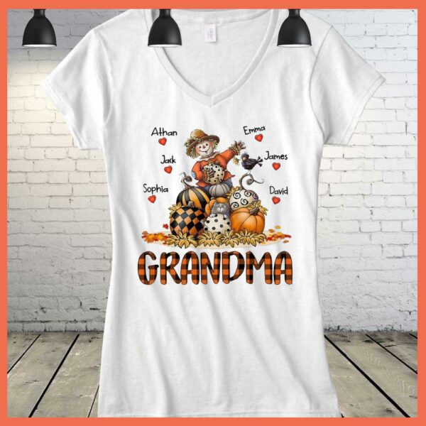 Best Grandma Pumpkin straw man name custome halloween shirt