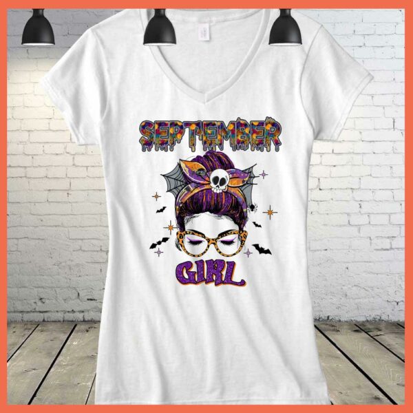 Best September Girl skull halloween shirt, September Girl shirt