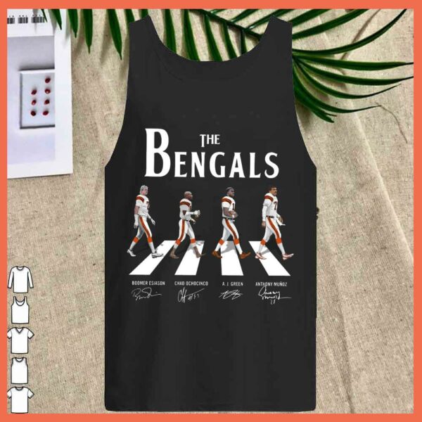 Best The Bengals Walking Abbey Road Shirt, Boomer Esiason Chad Ochocinco A J Green Anthony Munoz Shirt