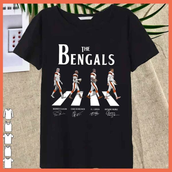 Best The Bengals Walking Abbey Road Shirt, Boomer Esiason Chad Ochocinco A J Green Anthony Munoz Shirt