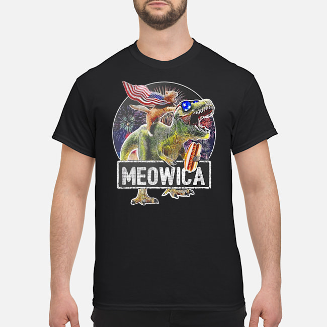 Meowica Cat T-rex Dinosaur 4th Of July Shirt 5 Meowica Cat T-rex Dinosaur 4th Of July Shirt