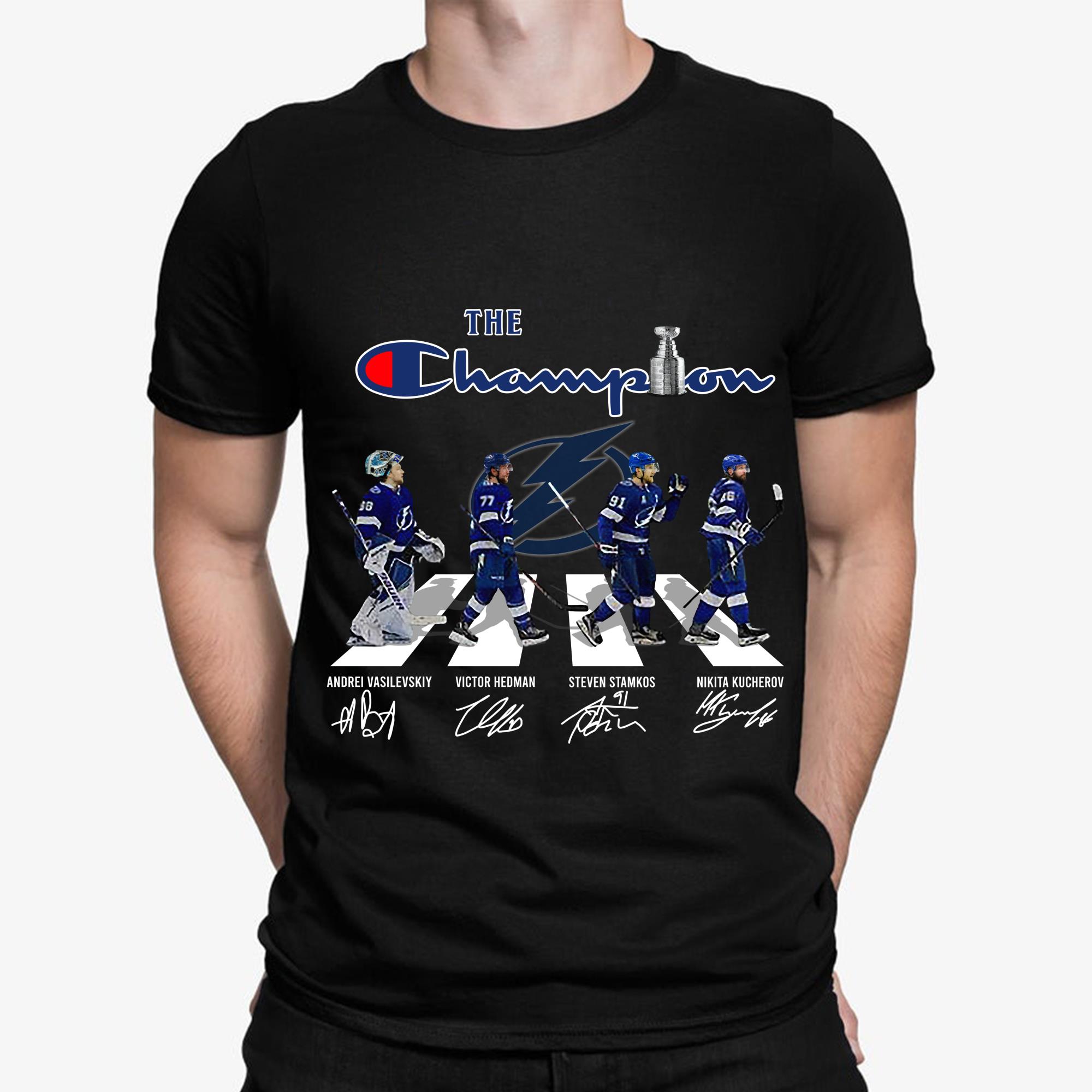 Tampa Bay Lightning Abbey Road Signature The Champion T Shirt - Bluntie Like A Regular Aunty Shirt