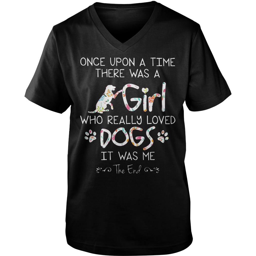 A Girl Who Really Loved Dogs T-Shirt Guys V-Neck