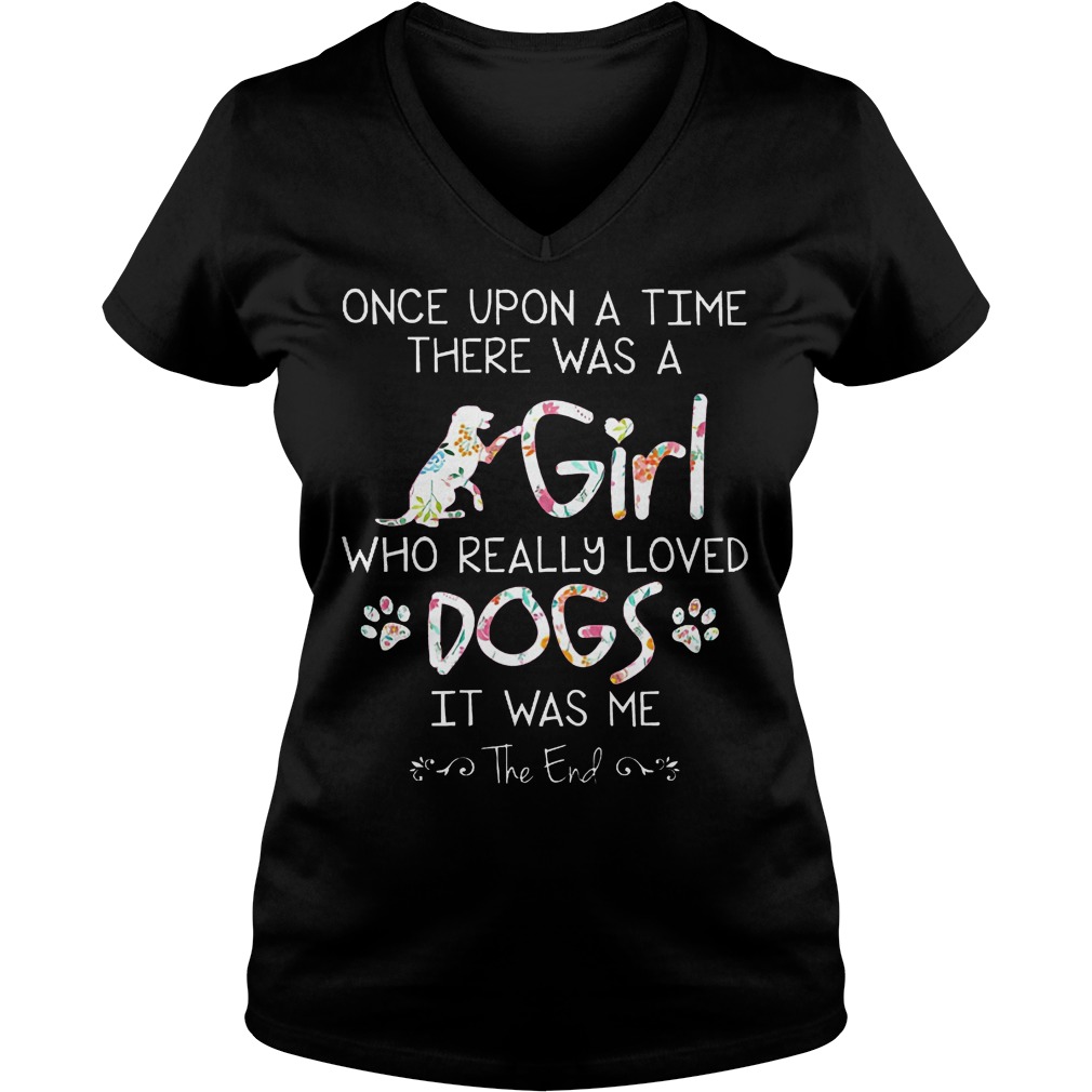 A Girl Who Really Loved Dogs T-Shirt Ladies V-Neck