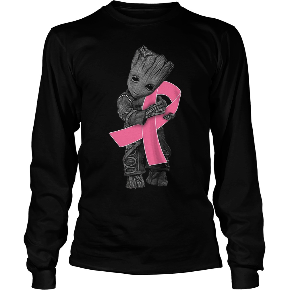 Baby Groot Hugs Breast Cancer T-Shirt Longsleeve Tee Unisex