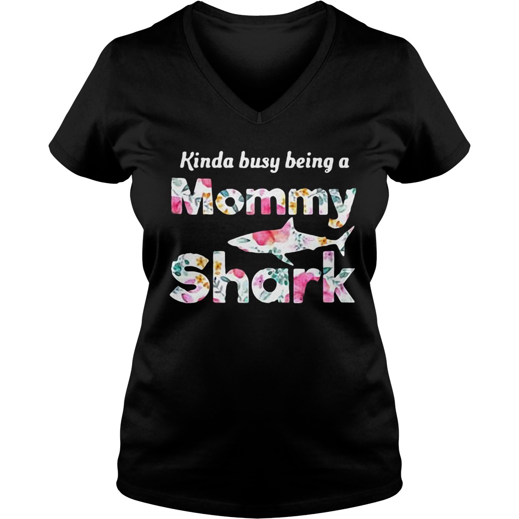 Being A Mommy Shark T-Shirt Ladies V-Neck