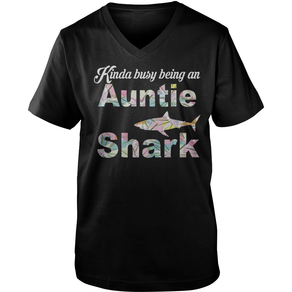 Being An Auntie Shark T-Shirt Guys V-Neck