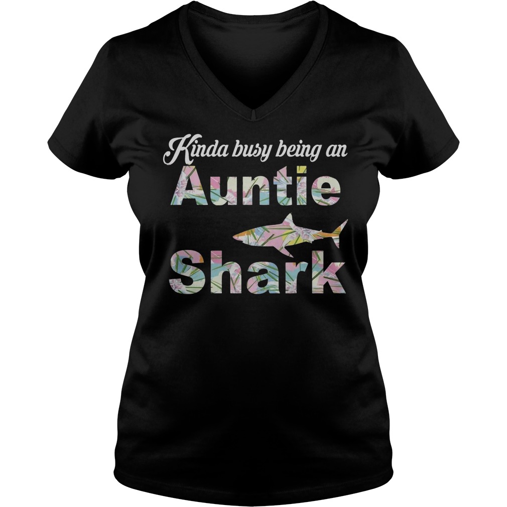 Being An Auntie Shark T-Shirt Ladies V-Neck