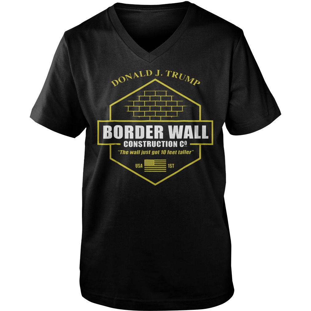Best Price Trump Border Wall Construction Company T-Shirt Guys V-Neck
