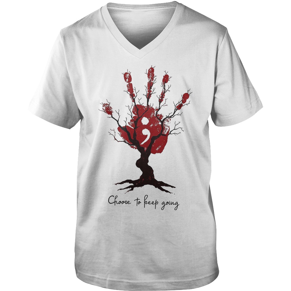 Choose To Keep Going Hand Tree T-Shirt Guys V-Neck