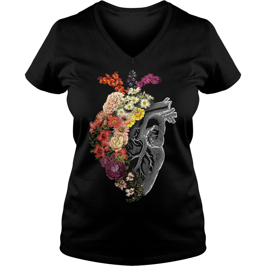 Flower Heart Spring T-Shirt 10 Flower Heart Spring T-Shirt Ladies V-Neck
