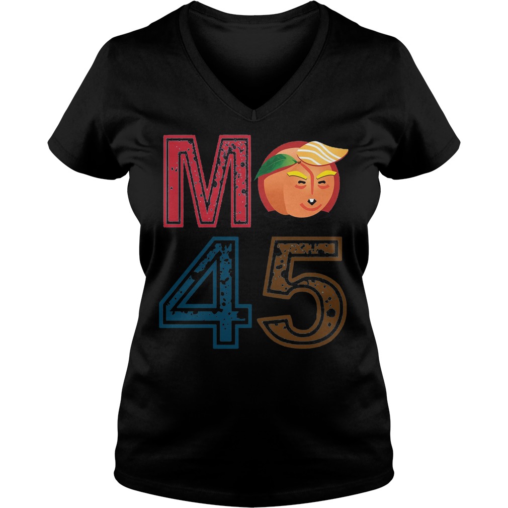 Funny Tee Impeach Trump M Peach 45 Ladies V-Neck