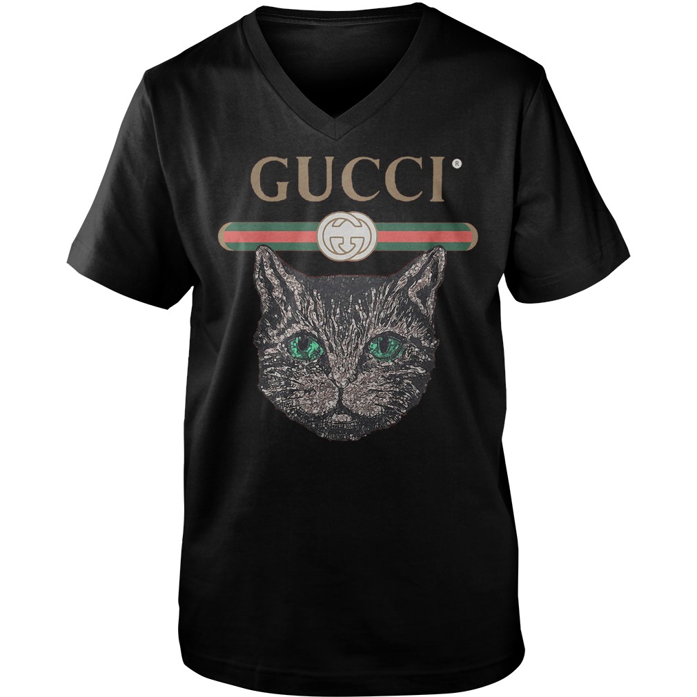 Gucci Logo Mashup With Mystic Cat T-Shirt Guys V-Neck